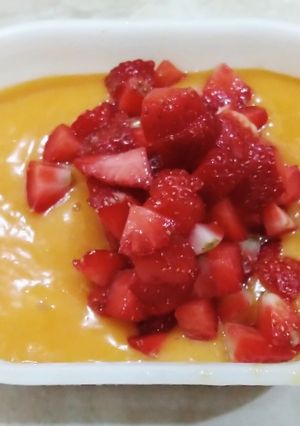 Foto resep Sorbet Mangga Topping Strawberry