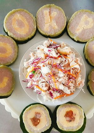 A picture of Bánh Tét Chữ (Vietnamese Sticky Rice Cake with Letter Design).