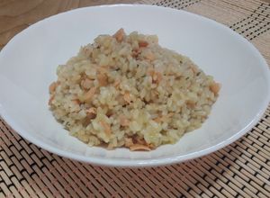 O poză a rețetei Risotto cu somon afumat.