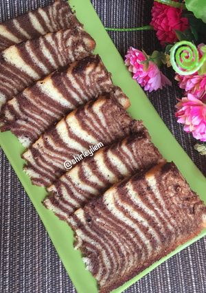 Foto resep Egg White Zebra Cake aka Kue Zebra Putih Telur