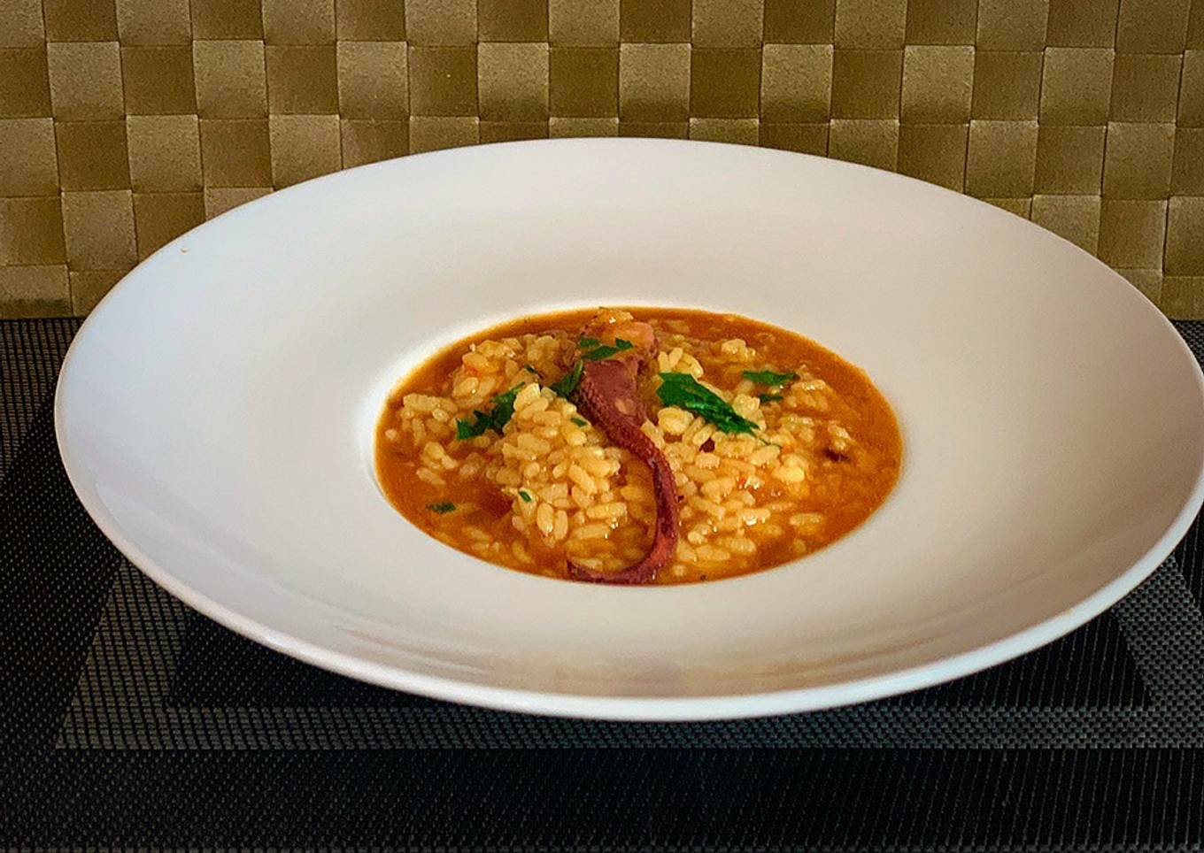 Arroz caldoso de pulpo y langostinos