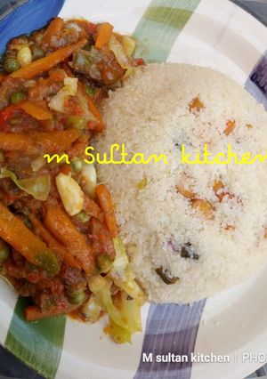 A picture of Dambun shinkafa with vegetables soup.