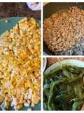 Carne molida con chiles poblanos y maíces de elotes