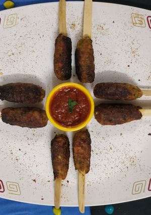 A picture of Soyabean Kebab Stick Rolls.