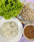 เมี่ยงหมูสับ น้ำจิ้มถั่วตัด