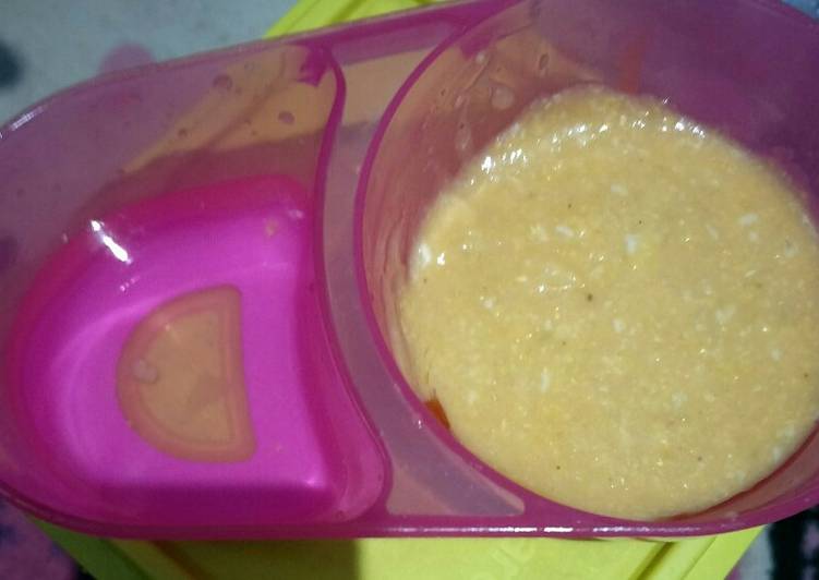 Resep: MPasi 7mo+ Jagung+kentang, Buncis,Tomat,kaldu ayam,Babybell,evoo yang Renyah
