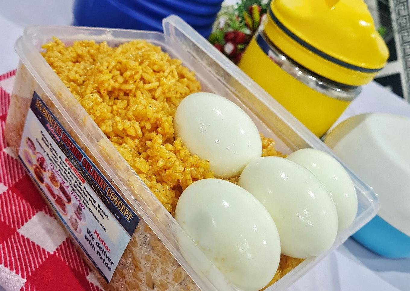 Kids Jollof Rice and Boiled Egg