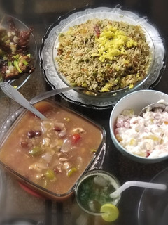 A picture of EGG FRIED RICE WITH CHICKEN MANCHURIAN 😍.