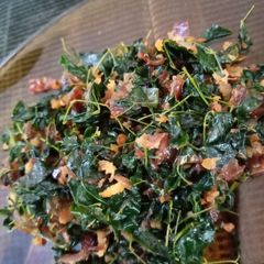 A picture of Moringa leaves poriyal/drumstick leaves sabzi.