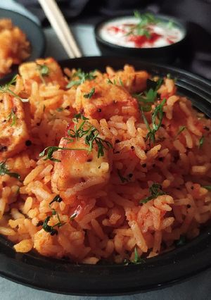 A picture of Spicy Paneer Fried Rice.
