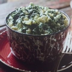 A picture of Creamed Spinach with Feta Cheese.