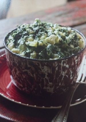 A picture of Creamed Spinach with Feta Cheese.