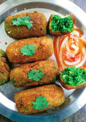 A picture of Palak paneer cutlet.