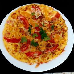 My Herby Ham,Tomato 🍅 & Cheese Omelette 🧀😀 A picture of My Herby Ham,Tomato 🍅 & Cheese Omelette 🧀😀.