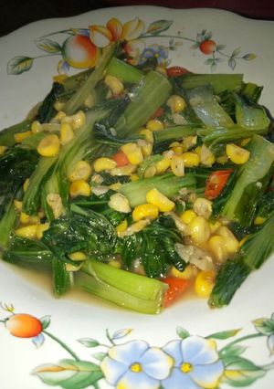 Foto resep Tumis sawi dan jagung manis, simple