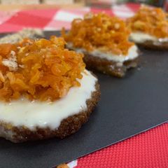 A picture of Gajjar ka halwa with shahi tudka fusion recipe.
