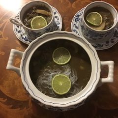 A picture of California Farm Vietnamese Duck Pho soup dinner.