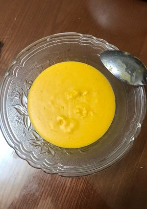 Hình của món Custard bí đỏ - hạnh nhân - bích quy.