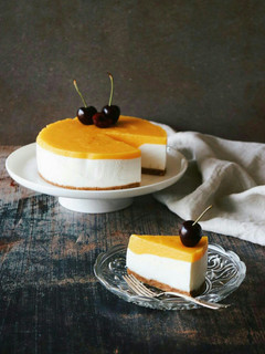 Una foto de Tarta de yogur y mango