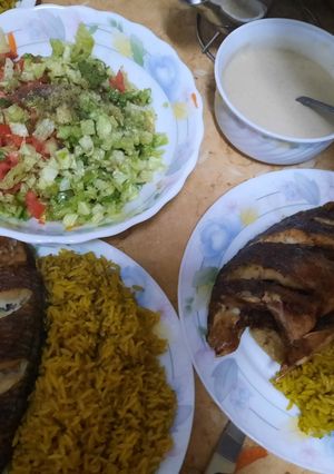صورة لوصفة السمك البلطى في الفرن مع رز بسمتي