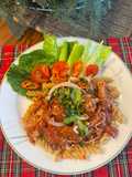 Brown Rice Pasta Stir-Fried with Beef and Enoki Mushrooms