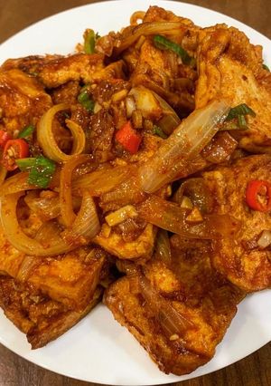 Hình của món Đậu hũ rim cay ngọt Hàn Quốc 두부조림.