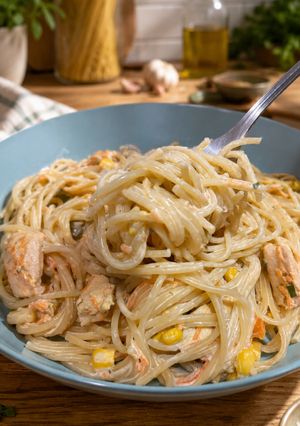 Una foto de Fideos con Crema🍝