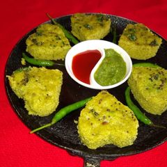 A picture of Spinach dhokla.