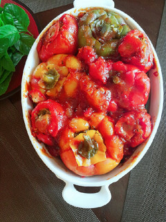عکسی از دستور دلمه فلفل و گوجه فرنگی