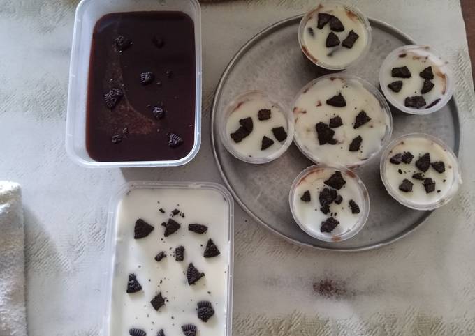 Puding cokelat Fla susu oreo