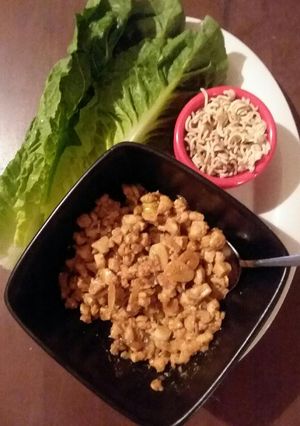 A picture of Chicken lettuce wraps.