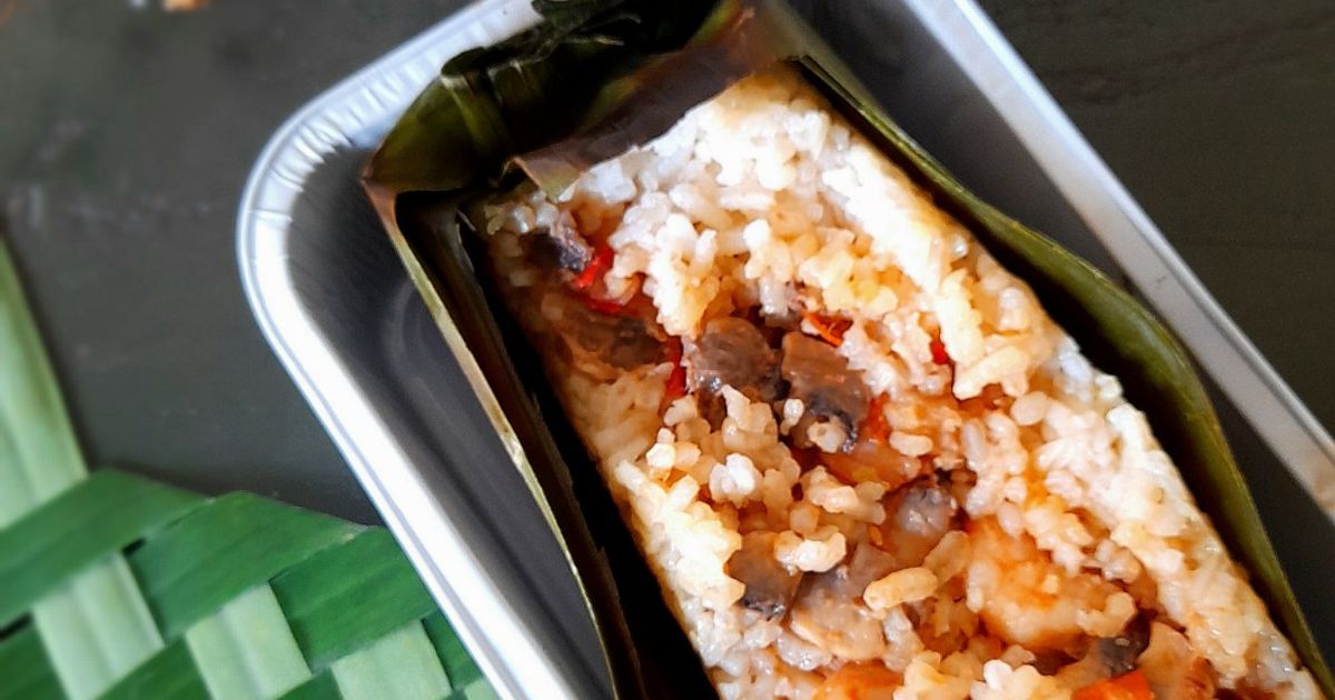 Nasi Bakar isi Udang Jamur
