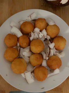 A picture of Cassava Fritters with Coconut.