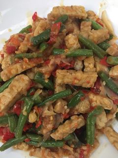 Foto resep Tumis kacang panjang tempe simple maknyuss