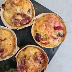 A picture of Individual quiches.