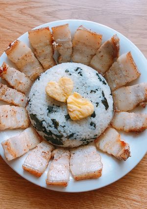 Foto resep Korean dinner (samgyeopsal and kimjabab)