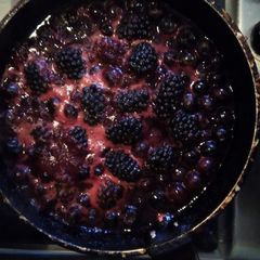Stewed blackberries and blueberries A picture of Stewed blackberries and blueberries.