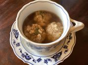 A picture of meatball soup