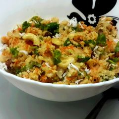 A picture of Carrot and Nuts Semolina Upma.