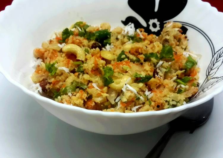 Recipe of Any-night-of-the-week Carrot and Nuts Semolina Upma