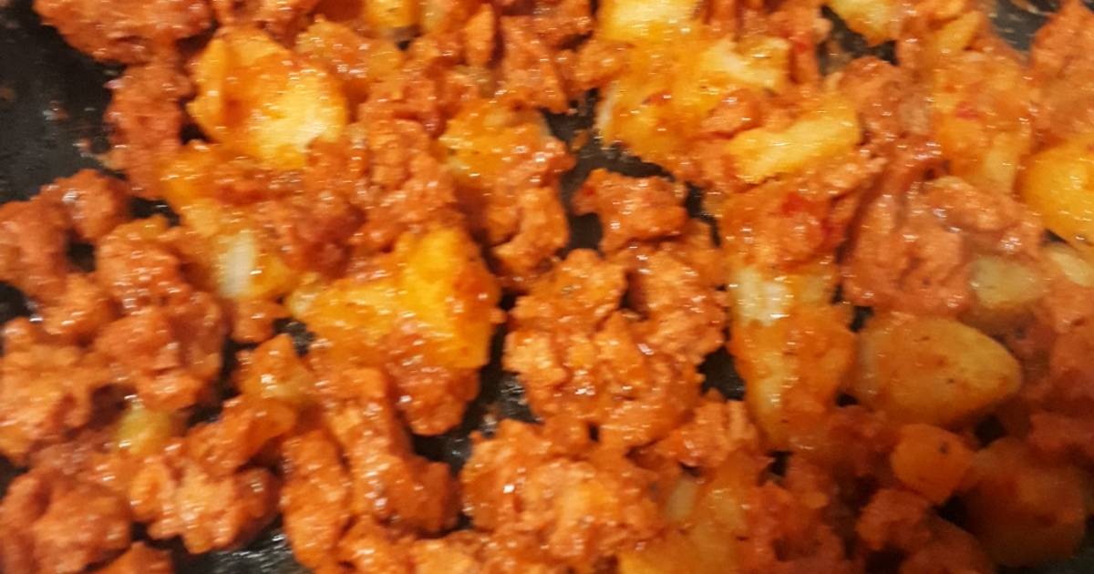 Chorizo de soya con papa Receta de Maggie- Cookpad