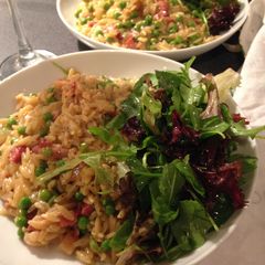 A picture of Pea and Pancetta Pasta Risotto.