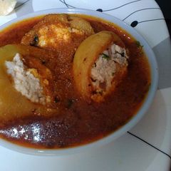 A picture of Stuff paneer aloo spicy gravy.