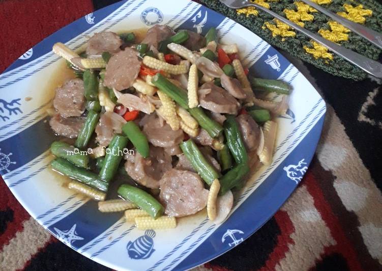 Tumis buncis putren bakso