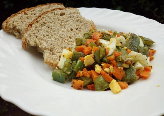 Nopal cactus salad with boiled egg..and whole wheat bread