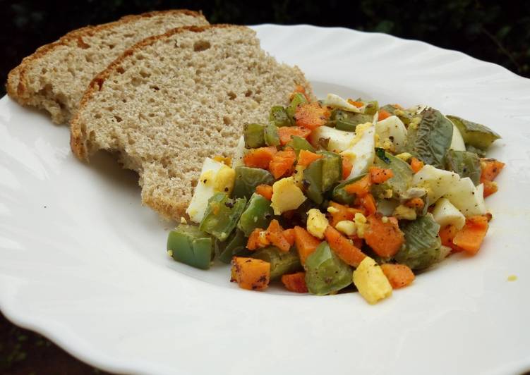 Recipe of Any-night-of-the-week Nopal cactus salad with boiled egg..and whole wheat bread