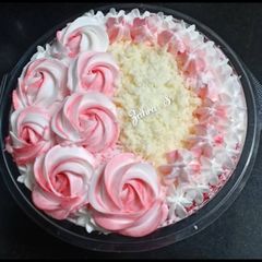 A picture of Red Velvet Cake With Whipped Cream frosting.