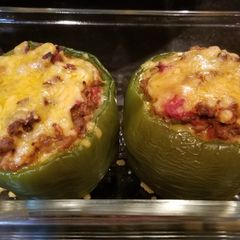 A picture of Cheesy Stuffed Green Bell Peppers.