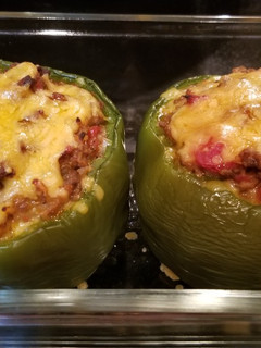 A picture of Cheesy Stuffed Green Bell Peppers.