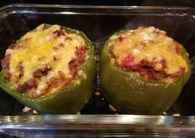 Recipe of Perfect Cheesy Stuffed Green Bell Peppers